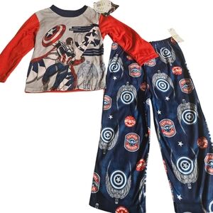 Marvel Avengers Captain America 2pc Fleece Pajama Set Boys Size 4